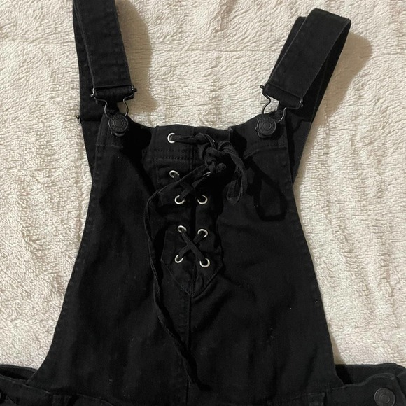 PacSun Black Denim Overall Shorts Stretch / Size 27 - Picture 3 of 10